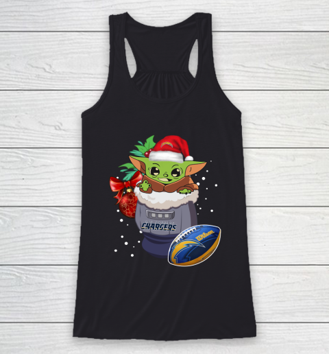 Los Angeles Chargers Christmas Baby Yoda Star Wars Funny Happy NFL Racerback Tank