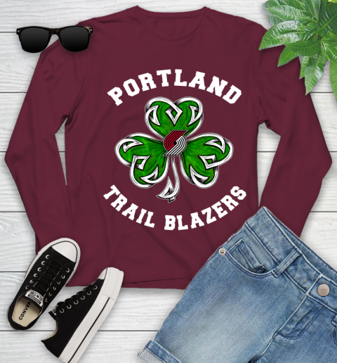 NBA Portland Trail Blazers Three Leaf Clover St Patrick's Day Basketball Sports Youth Long Sleeve 6