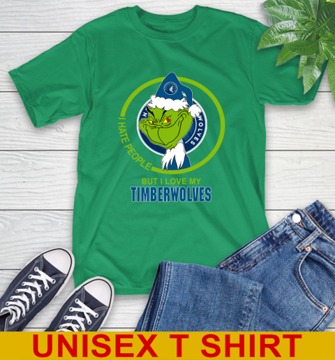 Minnesota Timberwolves NBA Christmas Grinch I Hate People But I Love My Favorite Basketball Team T-Shirt 7