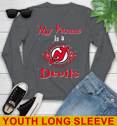 NHL Hockey Harry Potter My Patronus Is A New Jersey Devils Youth Long Sleeve 9