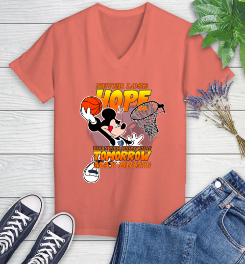 Memphis Grizzlies NBA Basketball Mickey Disney Never Lose Hope Women's V-Neck T-Shirt 6