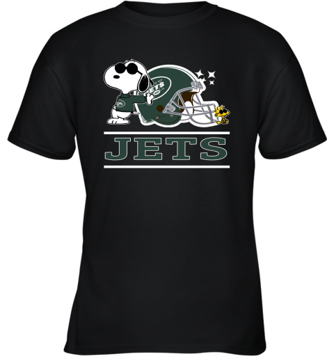 The New York Jets Joe Cool And Woodstock Snoopy Mashup Youth T-Shirt