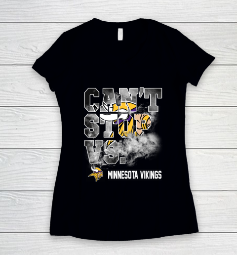 NFL Minnesota Vikings Can't Stop Vs Women's V-Neck T-Shirt