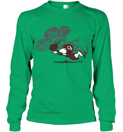 04yu washington redskins snoopy plays the football game youth long sleeve 50 front irish green