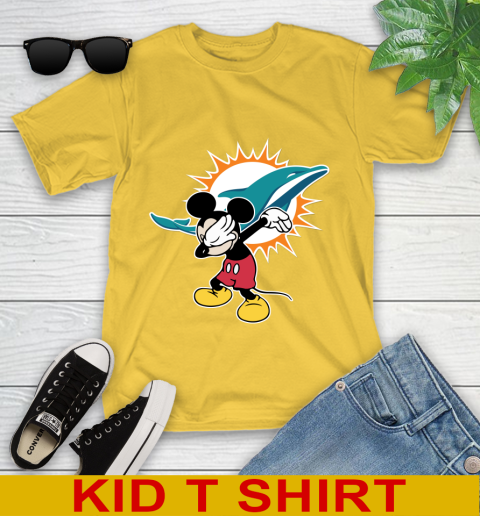 Miami Dolphins NFL Football Dabbing Mickey Disney Sports Youth T-Shirt 8