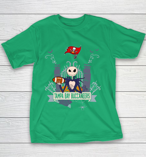 NFL Tampa Bay Buccaneers Football Jack Skellington Halloween Youth T-Shirt 3