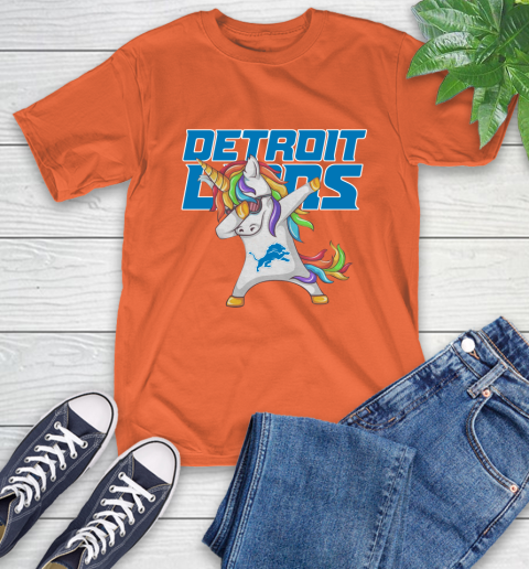 Detroit Lions NFL Football Funny Unicorn Dabbing Sports T-Shirt 5