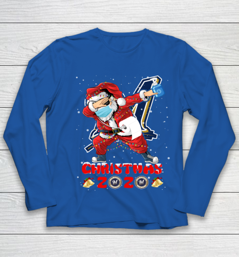 Milwaukee Brewers Funny Santa Claus Dabbing Christmas 2020 MLB Youth Long Sleeve 7
