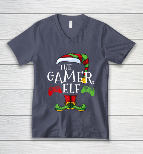 Gamer Elf Family Matching Christmas Funny Gaming Pajama V-Neck T-Shirt 7