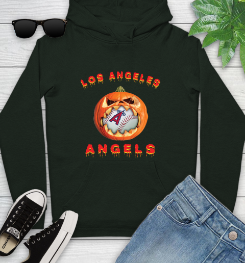MLB Los Angeles Angels Halloween Pumpkin Baseball Sports Youth Hoodie 13