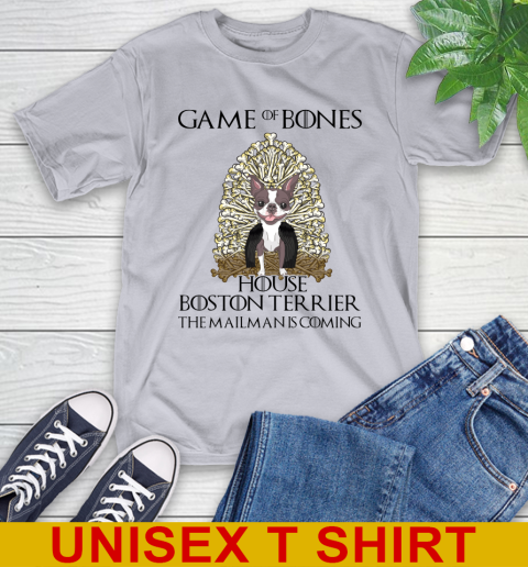 Game of bones house boston terrier dog the mailman is coming tshirt 4
