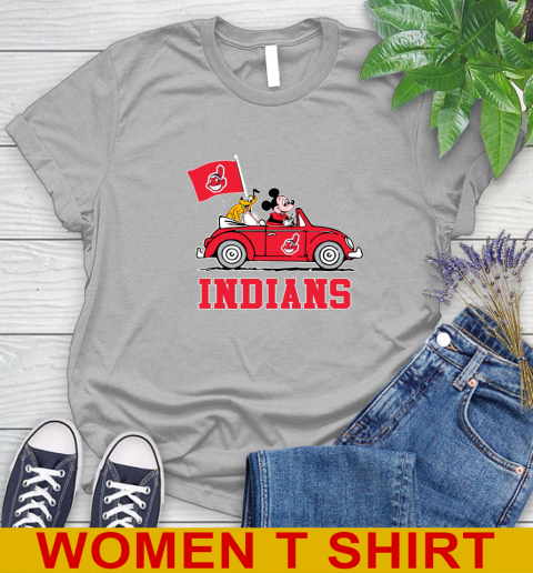MLB Baseball Cleveland Indians Pluto Mickey Driving Disney Shirt Women's T-Shirt 5