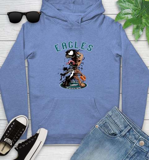 NFL Philadelphia Eagles Football Venom Groot Guardians Of The Galaxy Youth Hoodie 12