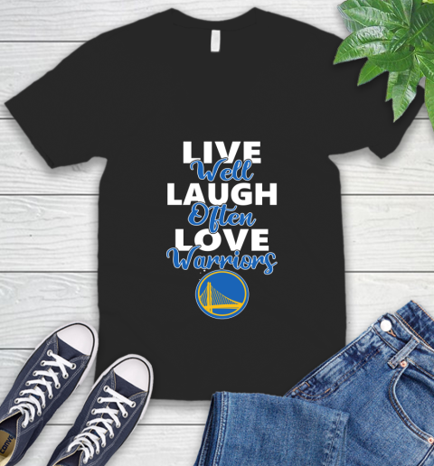 NBA Basketball Golden State Warriors Live Well Laugh Often Love Shirt V-Neck T-Shirt