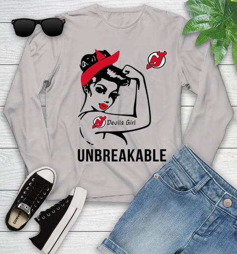 NHL New Jersey Devils Girl Unbreakable Hockey Sports Youth Long Sleeve 9