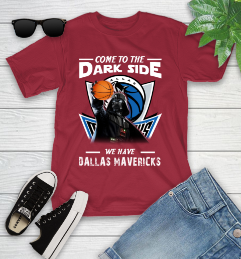 NBA Come To The Dark Side We Have Dallas Mavericks Star Wars Darth Vader Basketball Youth T-Shirt 14