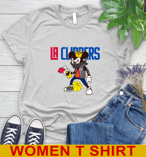 LA Clippers NBA Basketball Mickey Peace Sign Sports Women's T-Shirt