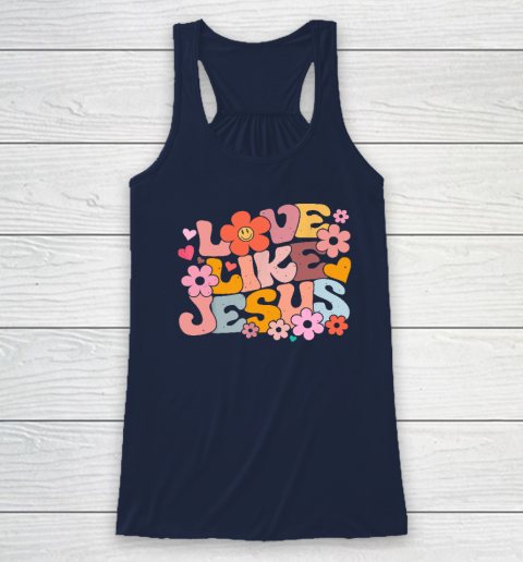 Love Like Jesus Christian Bible Verse Trendy Floral Heart Racerback Tank 5