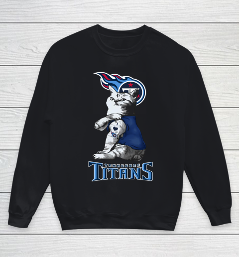 NFL Football My Cat Loves Tennessee Titans Youth Sweatshirt