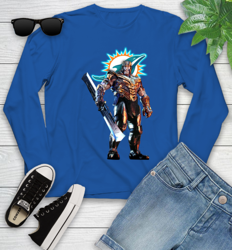 NFL Thanos Gauntlet Avengers Endgame Football Miami Dolphins Youth Long Sleeve 9