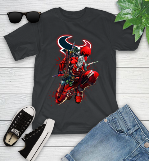 NFL Deadpool Marvel Comics Sports Football Houston Texans Youth T-Shirt 2