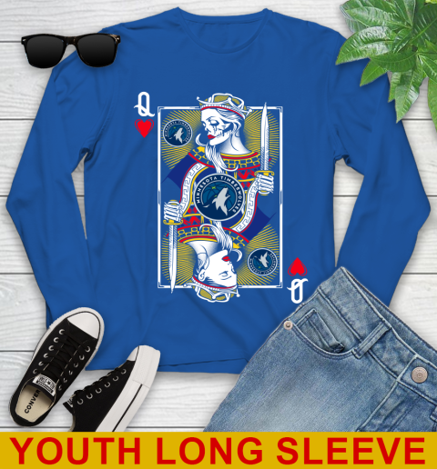 NBA Basketball Minnesota Timberwolves The Queen Of Hearts Card Shirt Youth Long Sleeve 10