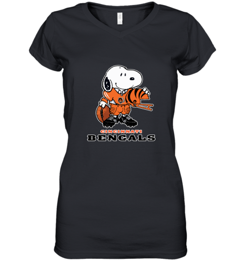 Snoopy A Strong And Proud Cincinnati Bengals Player NFL Women's V-Neck T-Shirt