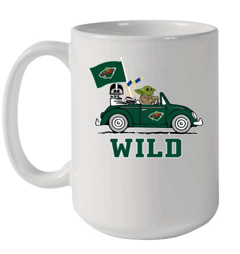 NHL Hockey Minnesota Wild Darth Vader Baby Yoda Driving Star Wars Shirt Ceramic Mug 15oz