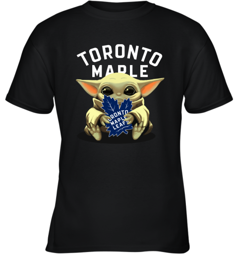 Baby Yoda Hugs The Toronto Maples Leafs Ice Hockey Youth T-Shirt