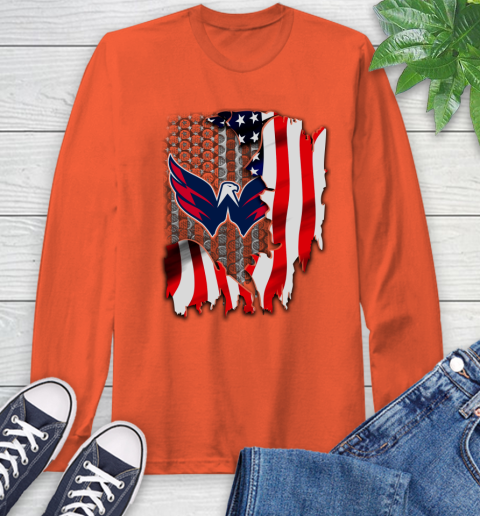 Washington Capitals NHL Hockey American Flag Long Sleeve T-Shirt 4