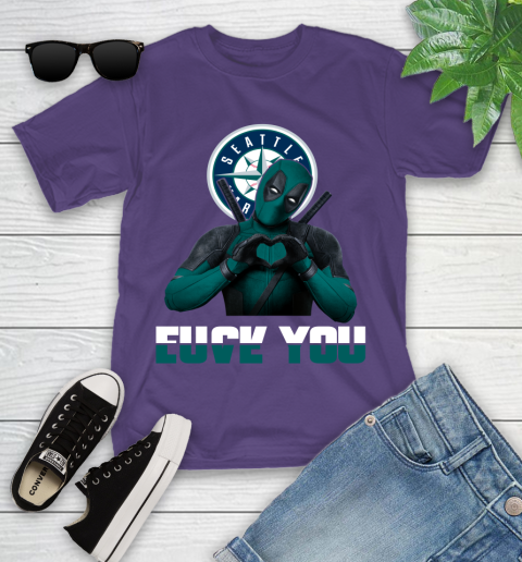 MLB Seattle Mariners Deadpool Love You Fuck You Baseball Sports Youth T-Shirt 3