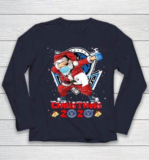 Dallas Mavericks Funny Santa Claus Dabbing Christmas 2020 NBA Youth Long Sleeve 2
