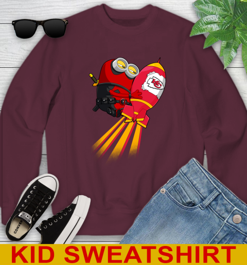 NFL Football Kansas City Chiefs Deadpool Minion Marvel Shirt Youth Sweatshirt 4