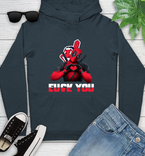 MLB Cleveland Indians Deadpool Love You Fuck You Baseball Sports Youth Hoodie 10