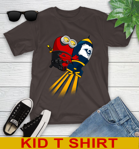 NFL Football Los Angeles Rams Deadpool Minion Marvel Shirt Youth T-Shirt - Image 7
