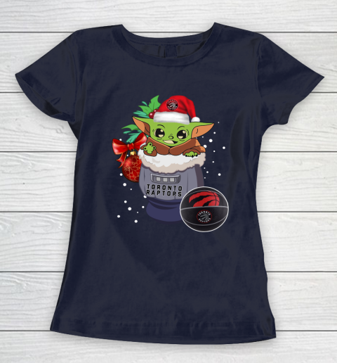 Toronto Raptors Christmas Baby Yoda Star Wars Funny Happy NBA Women's T-Shirt 4