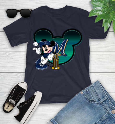 MLB Milwaukee Brewers The Commissioner's Trophy Mickey Mouse Disney Youth T-Shirt 3