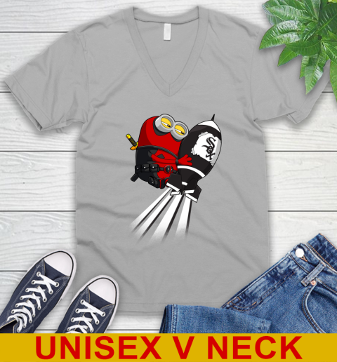 MLB Baseball Chicago White Sox Deadpool Minion Marvel Shirt V-Neck T-Shirt 3