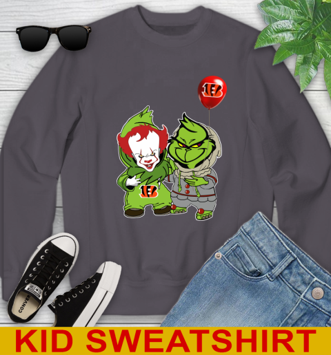 Cincinnati Bengals Baby Pennywise Grinch Christmas NFL Football Youth Sweatshirt 6