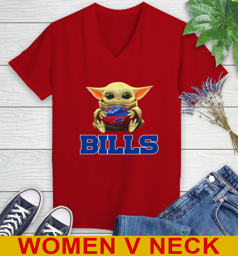 NFL Football Buffalo Bills Baby Yoda Star Wars Shirt Women's V-Neck T-Shirt 12