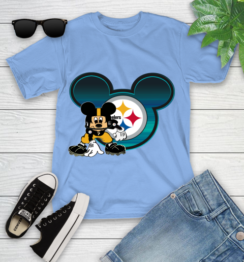 NFL Pittsburgh Steelers Mickey Mouse Disney Football T Shirt Youth T-Shirt 11