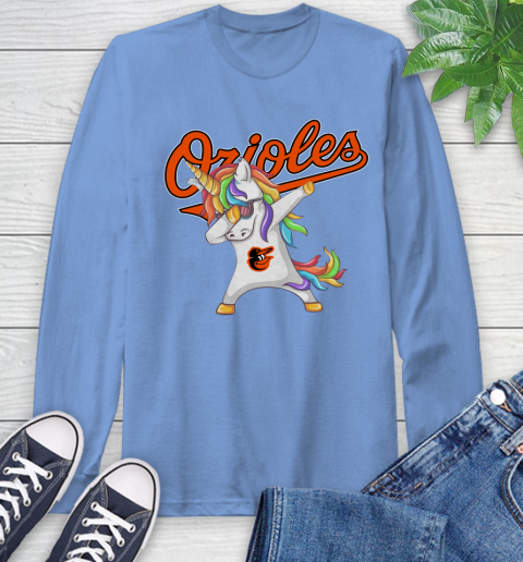 Baltimore Orioles MLB Baseball Funny Unicorn Dabbing Sports Long Sleeve T-Shirt 11