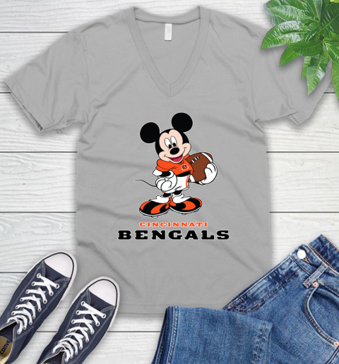 NFL Football Cincinnati Bengals Cheerful Mickey Mouse Shirt V-Neck T-Shirt - Image 5