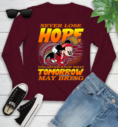 Detroit Red Wings NHL Hockey ootball Mickey Disney Never Lose Hope Youth Long Sleeve 6