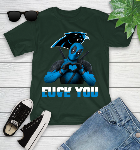 NHL Carolina Panthers Deadpool Love You Fuck You Football Sports Youth T-Shirt 5