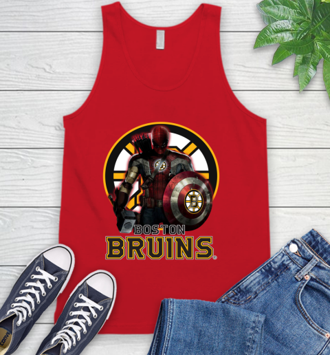 NHL Captain America Thor Spider Man Hawkeye Avengers Endgame Hockey Boston Bruins Tank Top 6