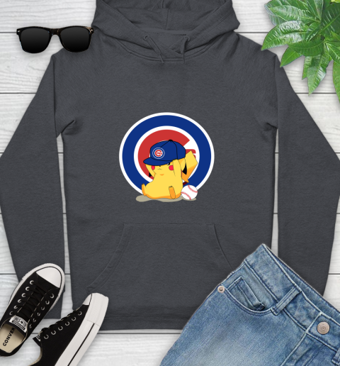 MLB Pikachu Baseball Sports Chicago Cubs Youth Hoodie 8