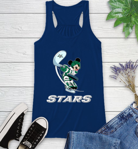 NHL Hockey Dallas Stars Cheerful Mickey Mouse Shirt Racerback Tank 8