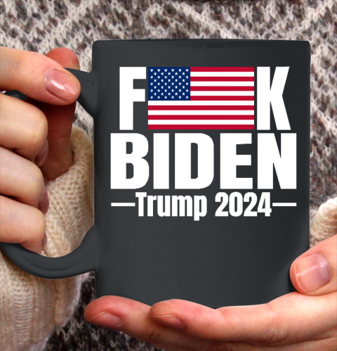 Fuck Biden American Flag Trump 2024 Ceramic Mug 11oz