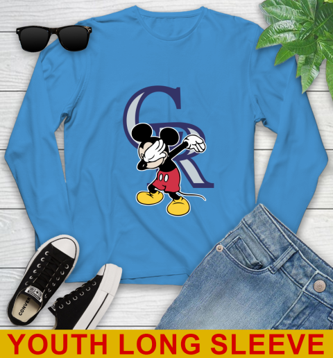 Colorado Rockies MLB Baseball Dabbing Mickey Disney Sports Youth Long Sleeve 8